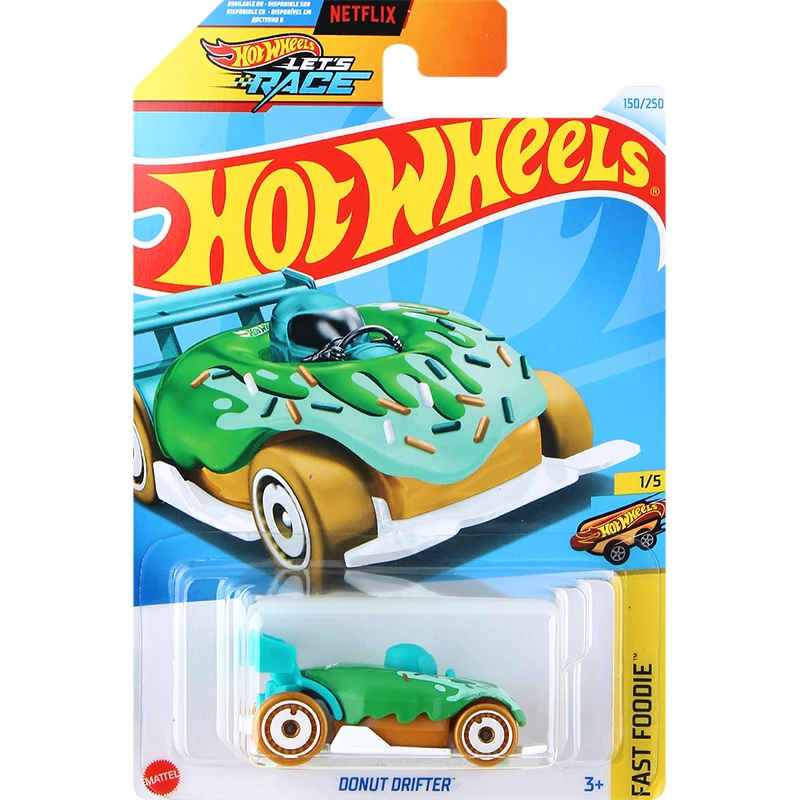 Hot Wheels C4982 دونات التائه الوردي الأبيض الأخضر 1/64 دييكاست مجموعة سيارة لعبة مجسمة للأولاد هدية