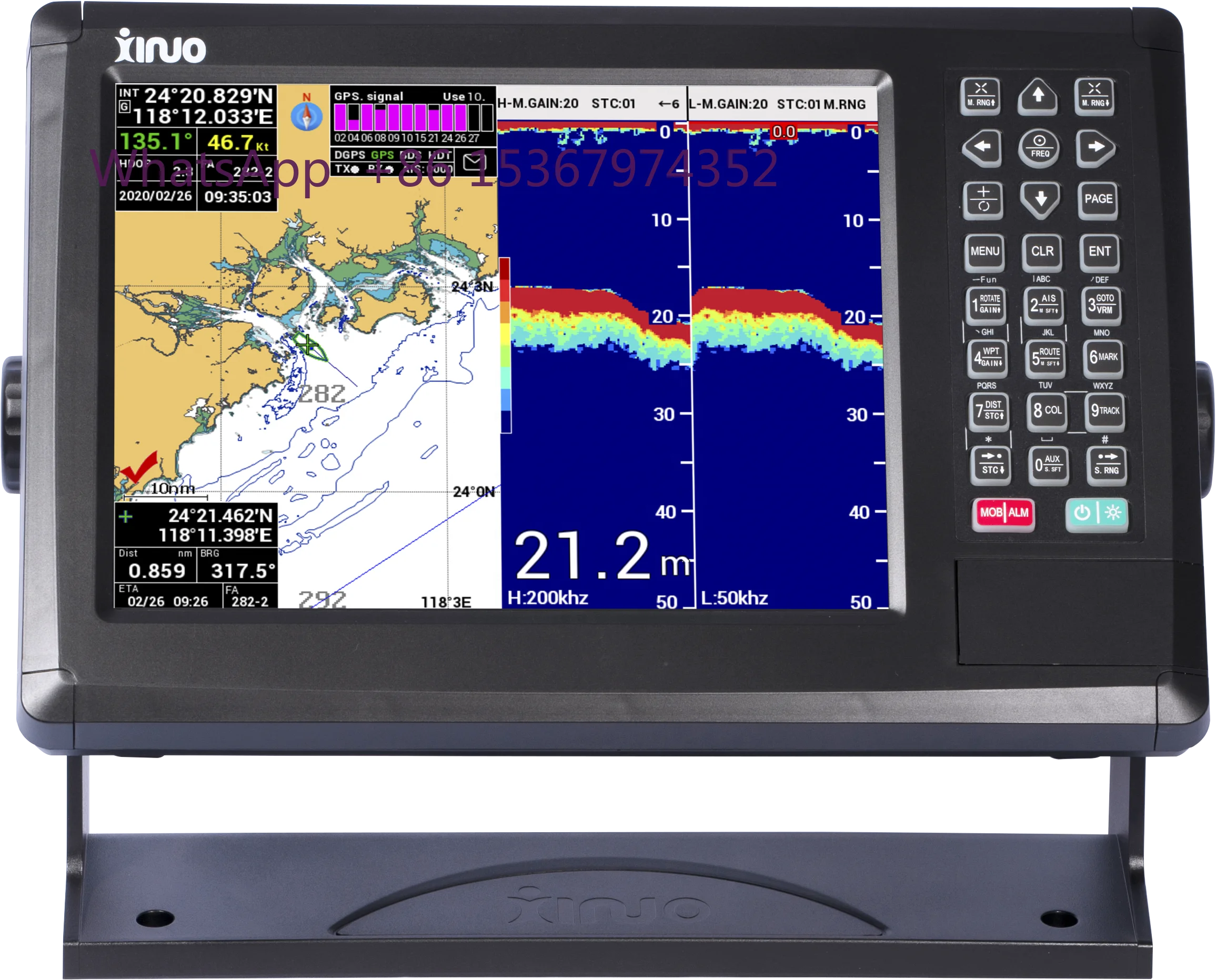 10.4 Inch Marine GPS and Fishfinder  Echo Sounder for Fishing boat & Ships XINUO XF-1069GF