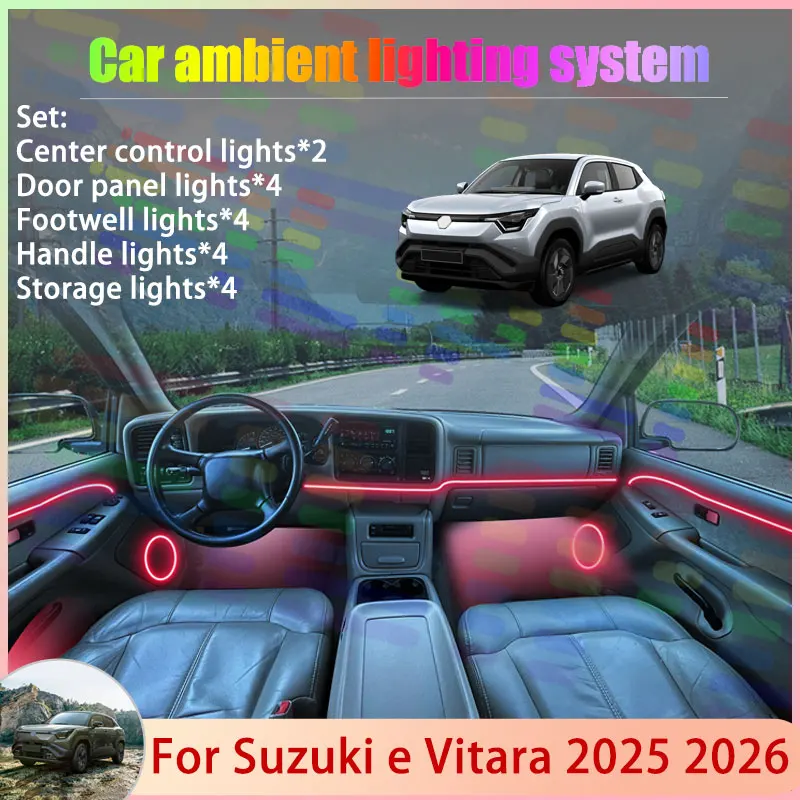 

Для Suzuki e Vitara 2025 2026 Toyota Urban Cruis 2/18 в 1, автомобильная атмосферная лампа, RGB абажур, ансамбль, стример, атмосферный набор