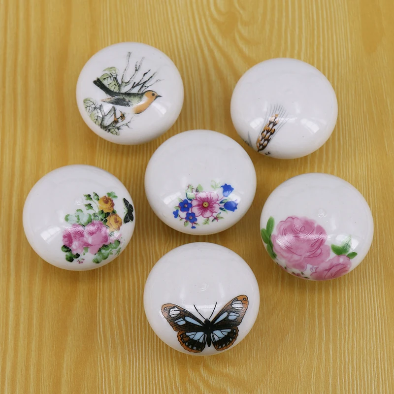 Retro Porcelain Handles Door Handle Ceramic Handle Cabinet Drawers Pulls Single Hole Knob Handle