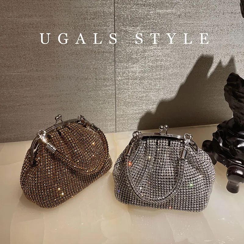 Luxury Glitter Hobo Bag Women's Handbag Crystal Shiny Rhinestones Diamond Evening Bag Wedding Party Clutch Purse Shoulder Bag