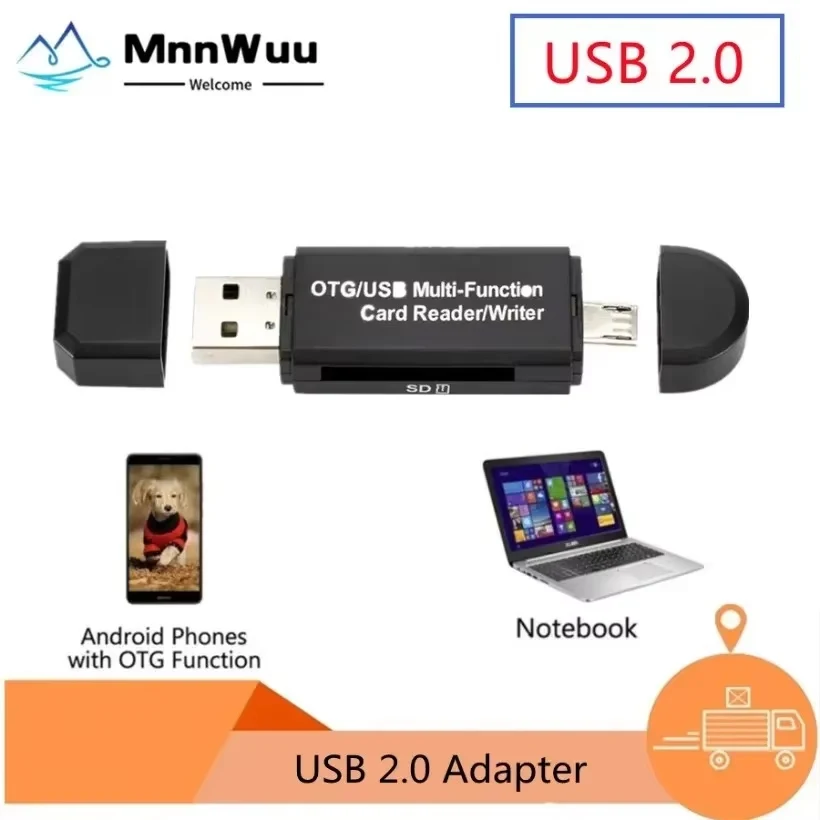 USB OTG 2 in 1 USB 2.0 Adapter SD card reader for Android mobile phone tablet PC memory card reader device microsd card reader