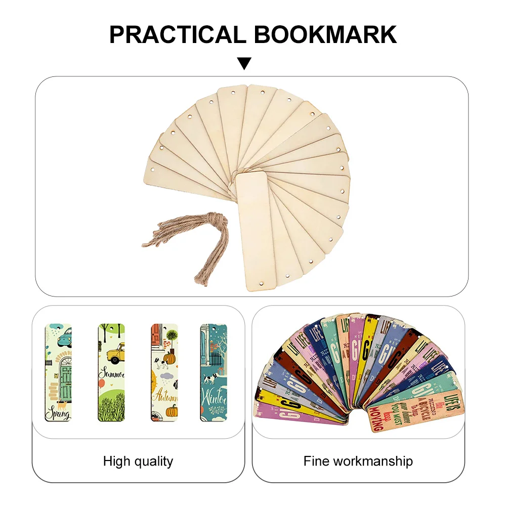 

36 Pcs Wooden Bookmark Unfinished Page Marker Practical DIY Blank Bookmarks Kit