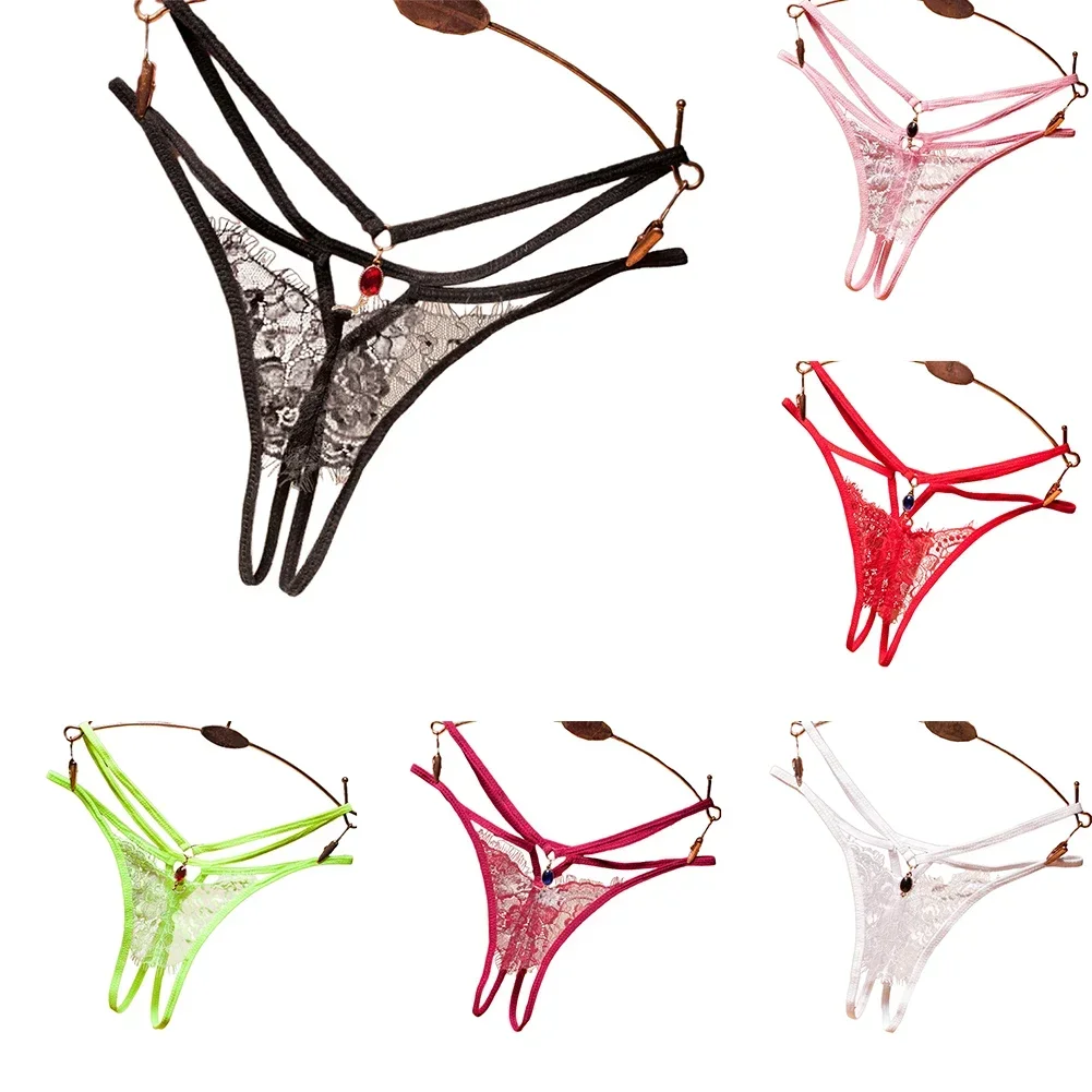 여성용 섹시한 투명 속옷, 가랑이 원석 티팬티, G-스트링 팬티, 할로우 란제리, T-백 심리스 브리프, 탱가 티팬티