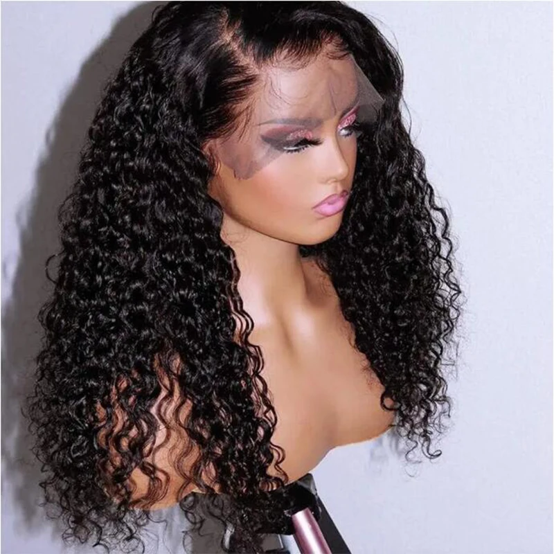 Middle Part 26inch 180Density Soft Glueless Kinky Curly Long Deep Lace Front Wigs For Balck Women Babyhair PrePlucked Daily Wear