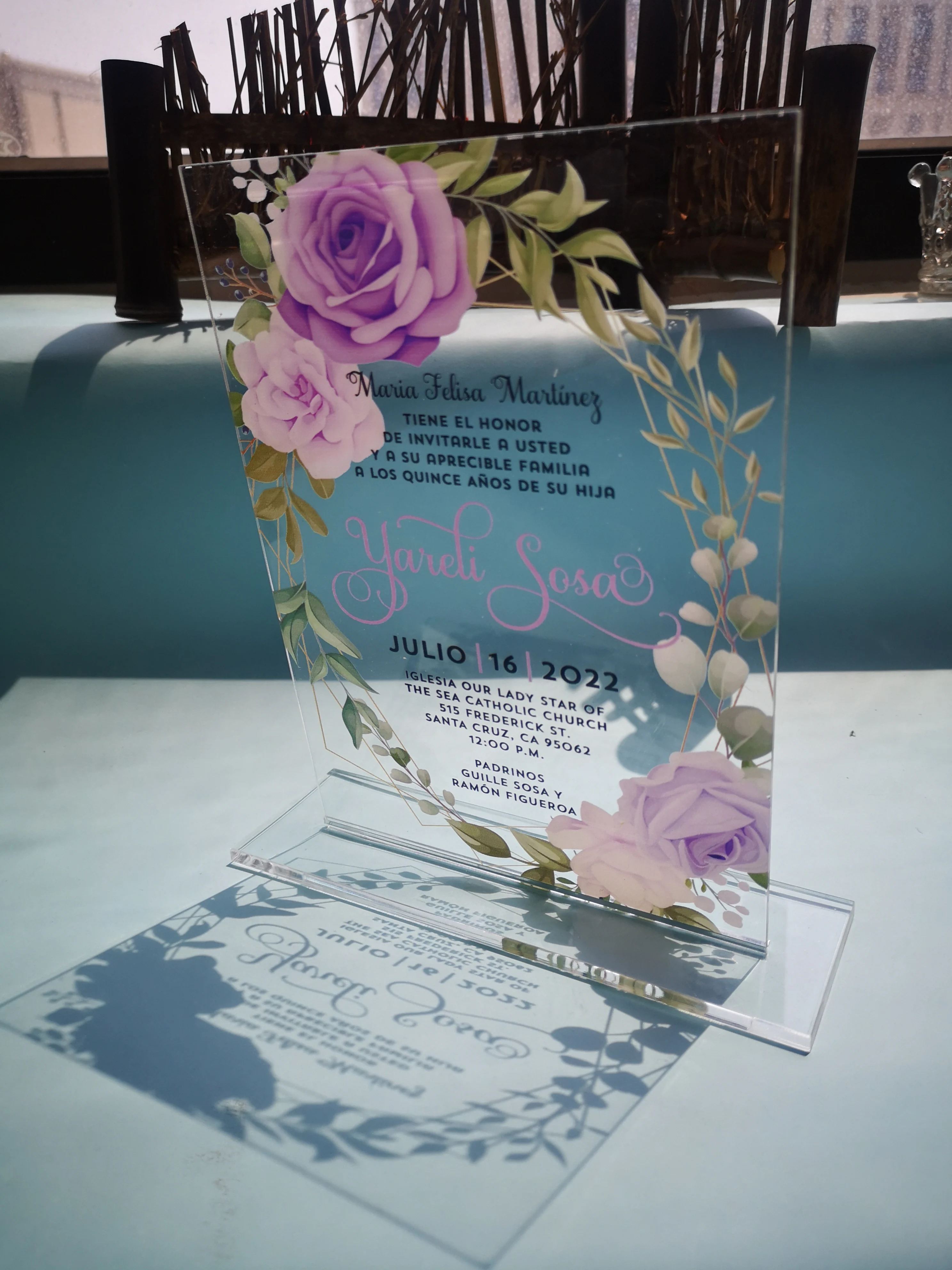 

Custom Lavender Wedding Invitation Cards With Stand Elegant Royal Engagement Invitations With Box Plexiglass Cards