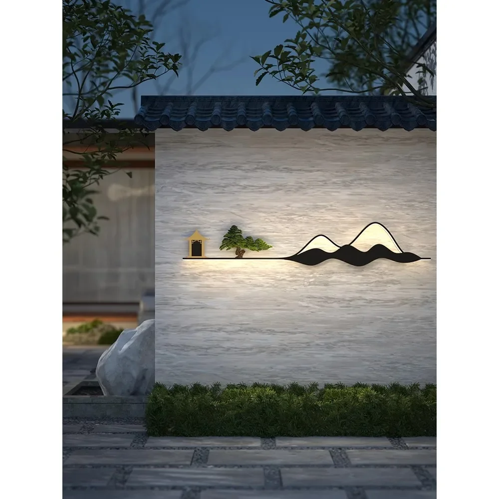 New Chinese outdoor wallamp Villa courtyard solar shadow wallwalllamp Outdoor waterproof yard walldecorative walllamp