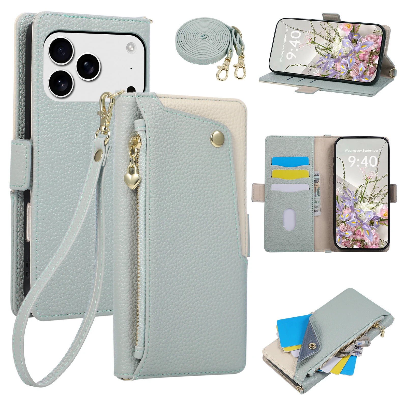 Leatherwork Wallet - Funda de Cuero PU con Cremallera