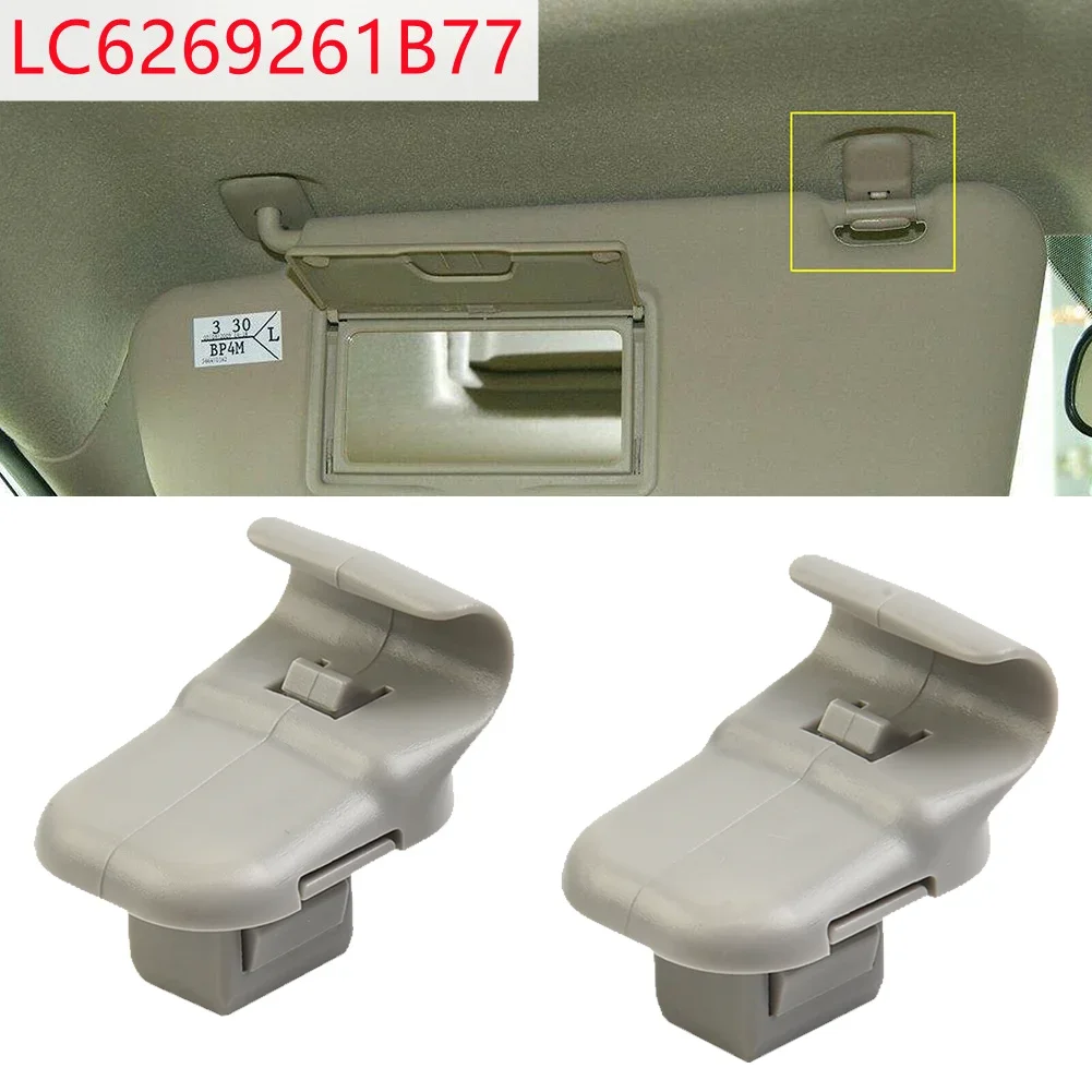 2pcs Car Grey Sun Visor Clip Hanger Holder Buckle sunvisor Hook Clips Bracket LC6269261B77 For Mazda 3 5 6 CX-7 CX-9 RX-8 MPV