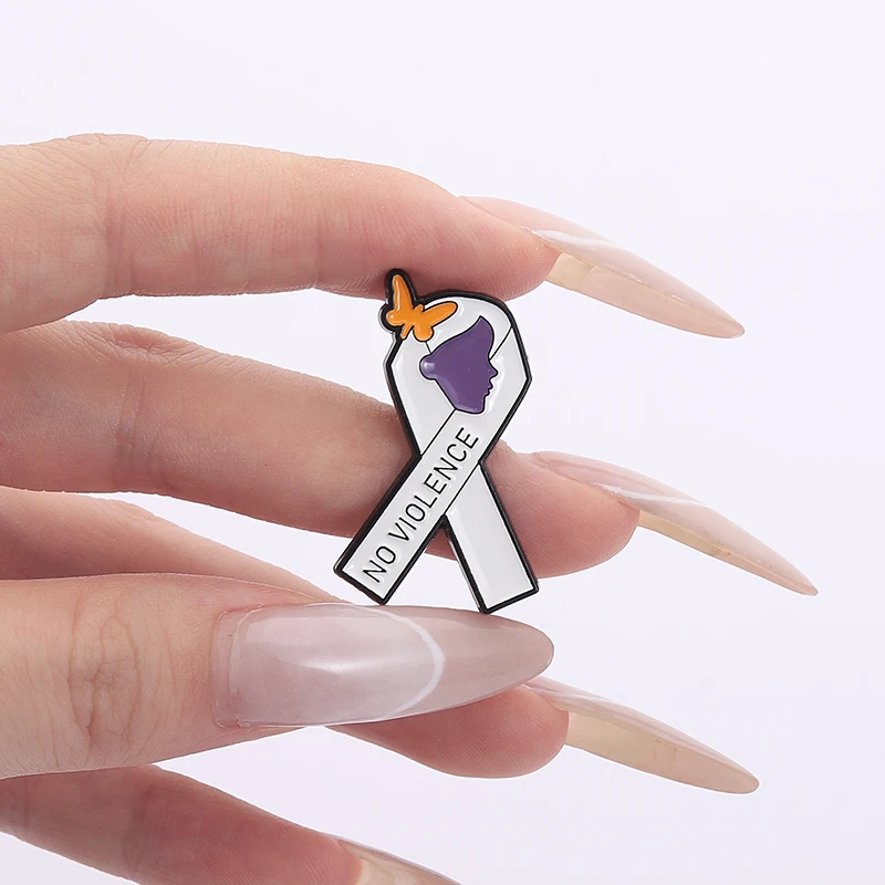 Various Colors Cancer Ribbon Enamel Pins Mental Health Awareness Ptsd No Violence Badges Lapel Brooches Jewelry Gift For Friends