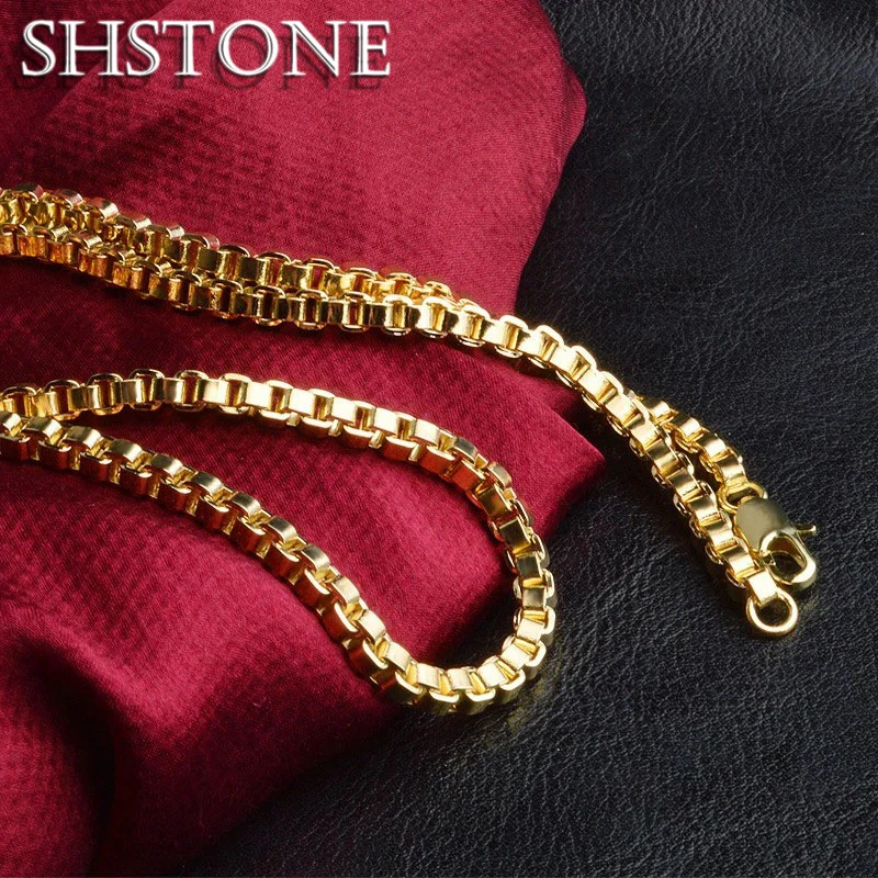 SHSTONE 18K Gold Plated 3MM Box Chain Necklace 16