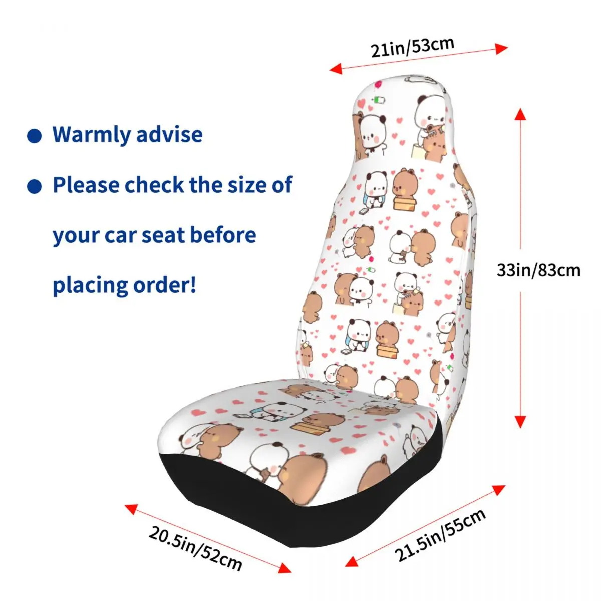 Bubu Dudu Love Story Universal Car Seat Cover Off-Road Travel Cute Panda Bear Seat Covers Fiber Car Accessories
