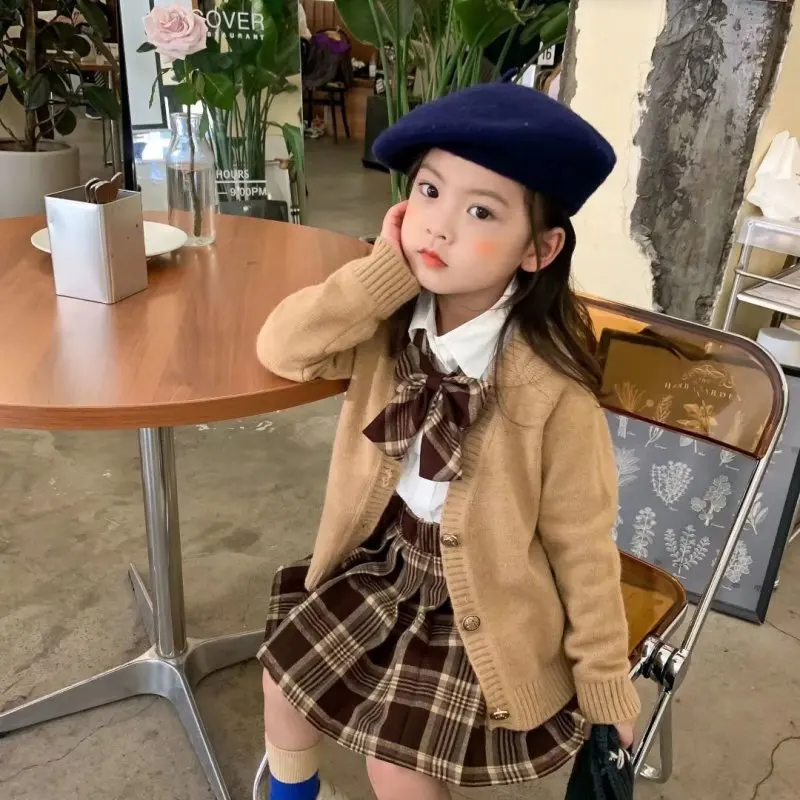 

Baby Girls Clothing Set Sweater Clothing Outfit 2025 Newest Winter Knitted Solid Color Casual Top Suspender Skirt 3 4 5 6 7 T