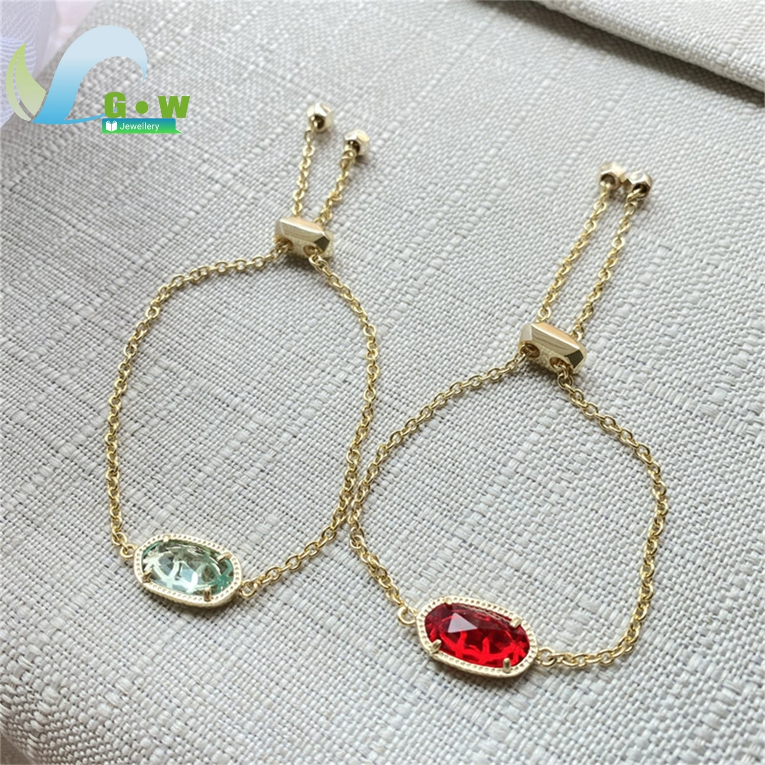 

Minimalist Geometric Faceted Glass Stone Gold Plated Copper Adjustable Slider Chain Bracelet for Men Women Fashion Wrist Jewelry