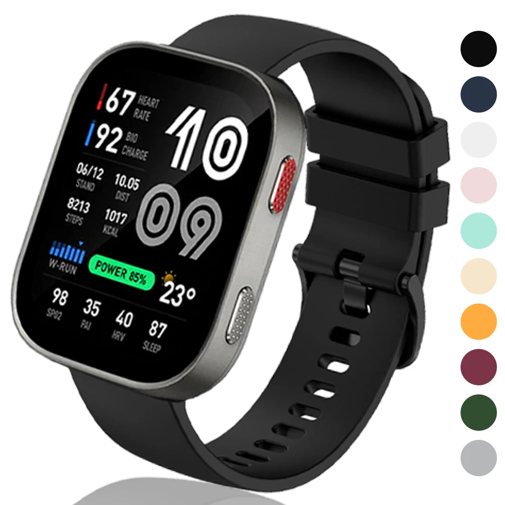 20mm 22mm Silicone Smartwatch Strap For Amazfit BIP Max BIP 3 6 5/Active Max 3/BALANCE 3 2/GTS 4 mini 3 2 Replace Sport Bracelet