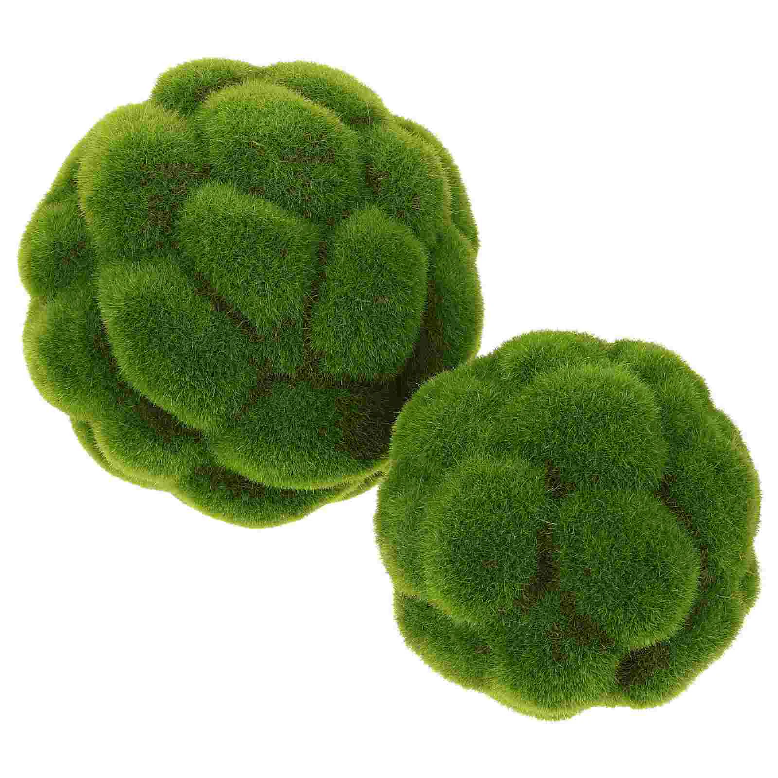 

2 Pcs Simulated Moss Ball Decorative Balls Artificial Grass for Crafts Boxwood Plant Topiary Green Decoration Decors Decorate