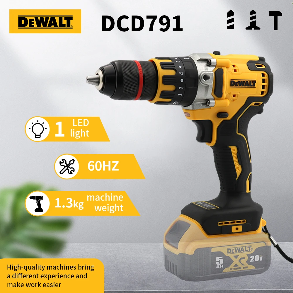 DEWALT DCD791 18V Compact Wireless Drills /Driver Brushless Motor Electric Drill Screwdriver Household Rechargeable Power Tools