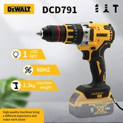 DEWALT-Ferramentas Elétricas Recarregáveis, Brocas Compactas Sem Fio, Motor Sem Escova Motorista, Broca Elétrica, Chave de Fenda, Doméstico, DCD791, 18V