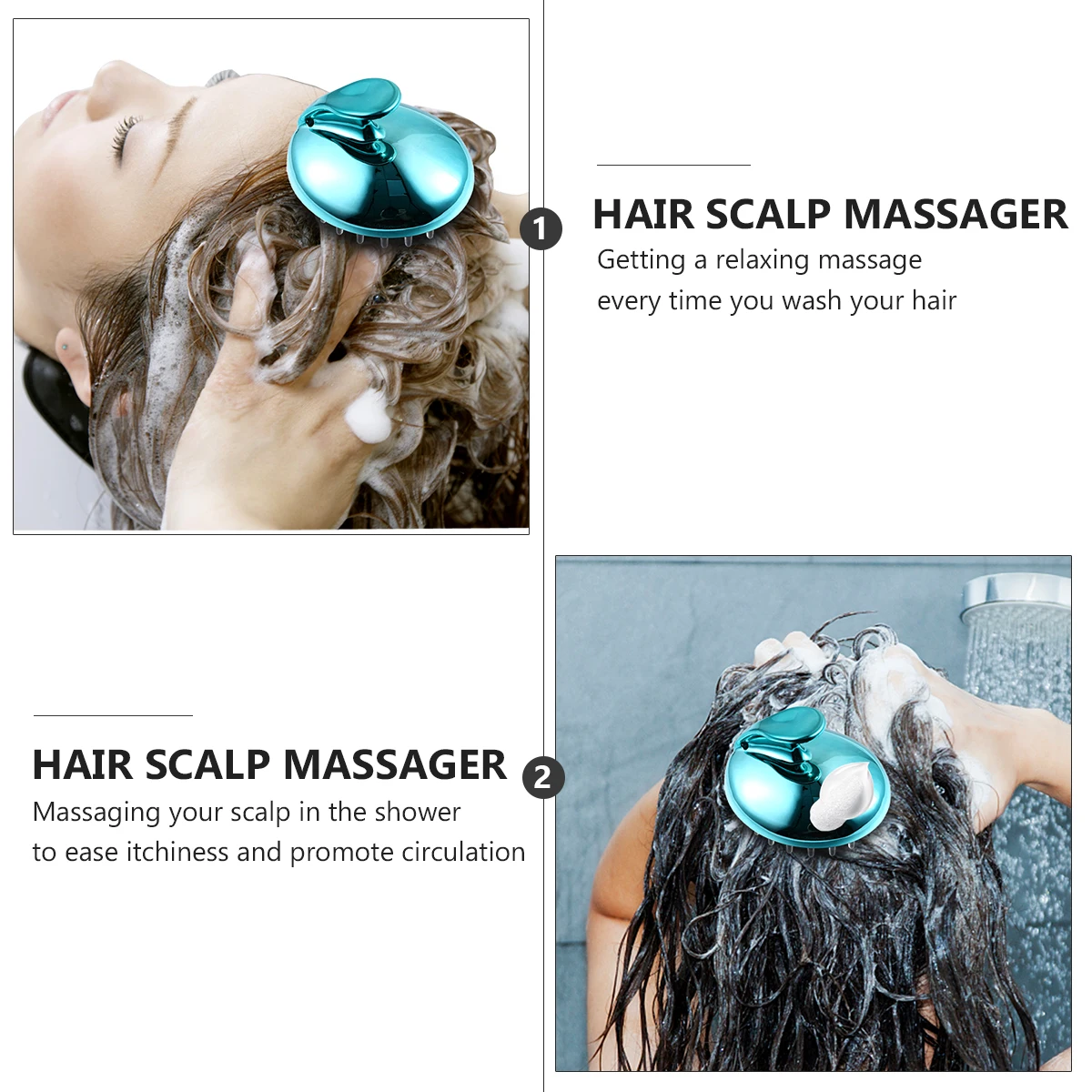 

2 шт., массажер для кожи головы, щетка для шампуня для волос, скруббер для ванны, спа, легкая эргономичная ручка, длинные ногти, прочный сплав Abs Pe