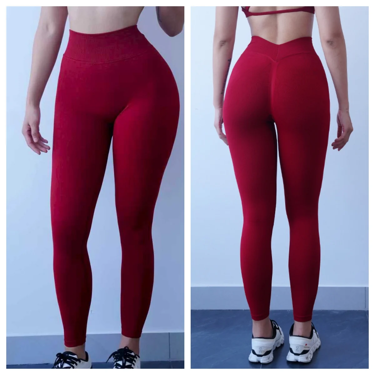 

Women's V-Shape Workout Leggings, High Waist Butt Lifting Yoga Pants, Quick Dry Training Running Pants
