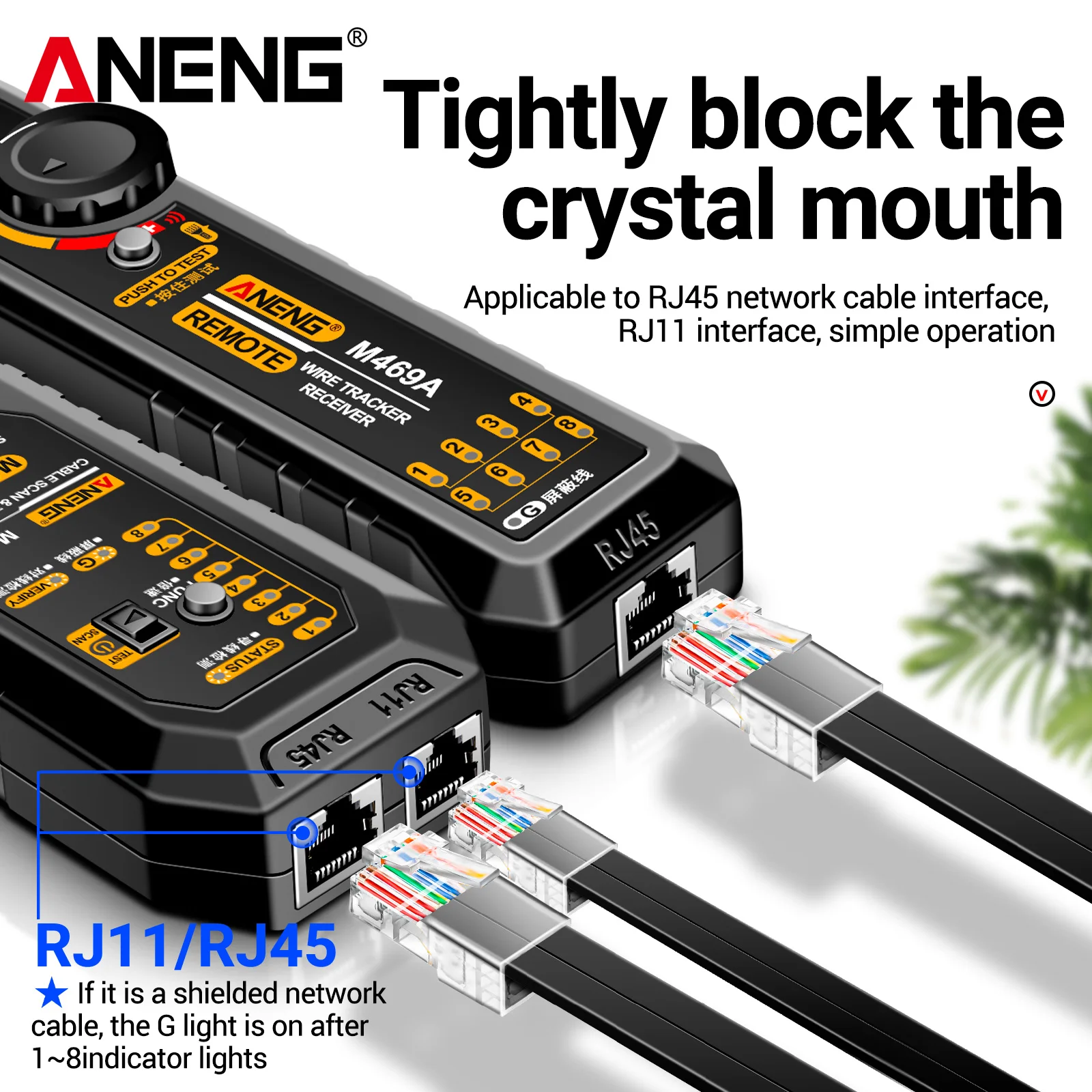 ANENG M469A Network Cable Tester Wire Tracker RJ45 RJ11 LAN Cable Finder with Flashlight for Home Office Network Repair Tool