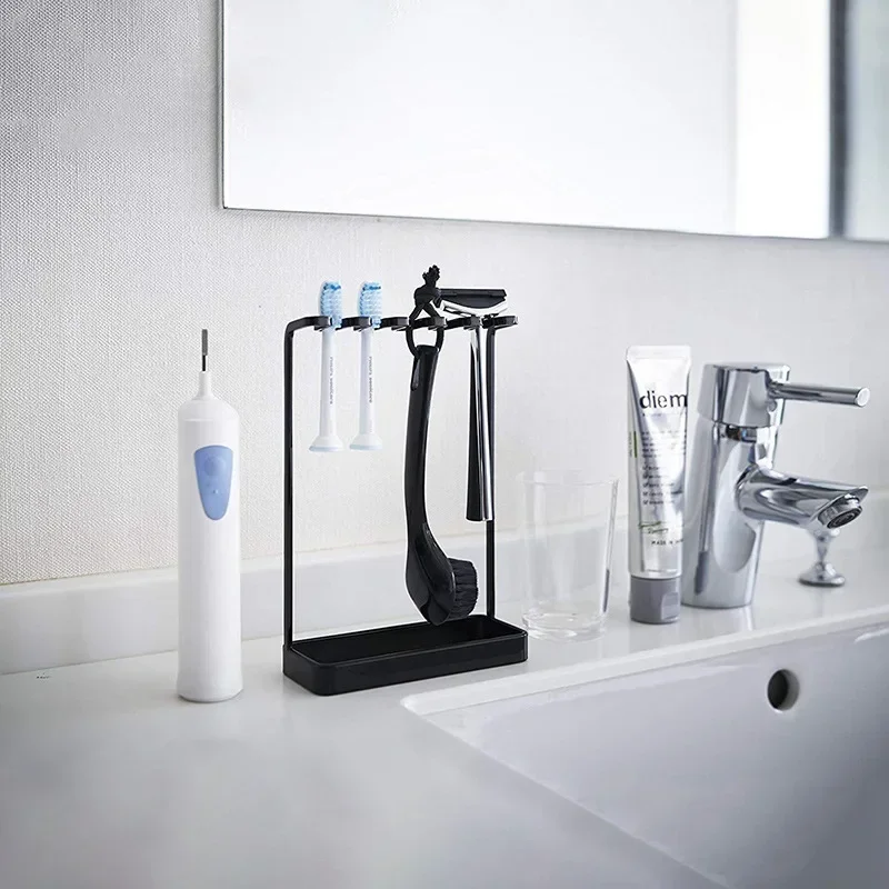 Stand Type Metal Toothbrush Holder Hanger Bathroom Tooth Brush Toothpaste Razor-Organizers Rack Stand Bathroom Accessories