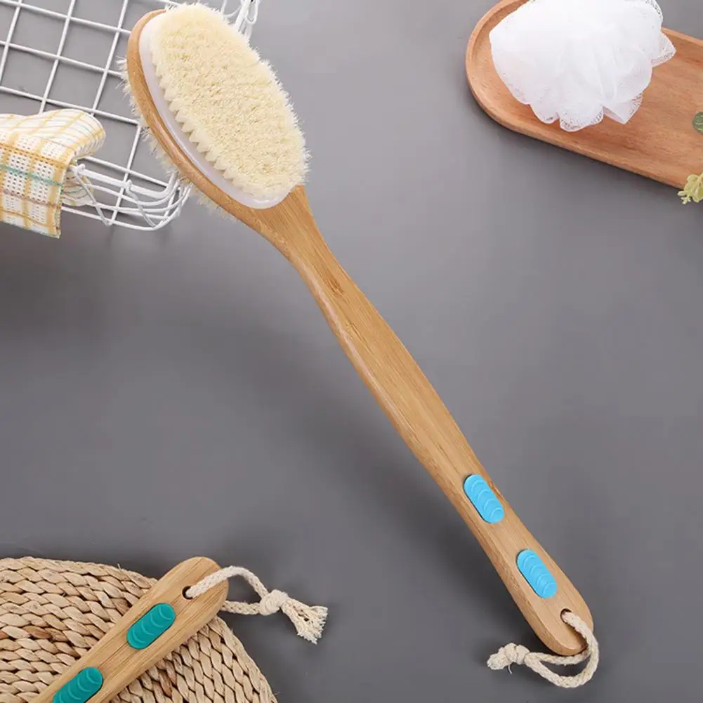 

Dual-Sided Long Handle Shower Brush with Soft Stiff Natural Bristles Back Scrubber Brushing Exfoliator Body Scrubber Bath Tools