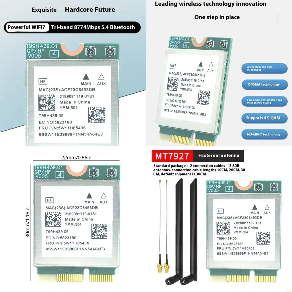 

4X7E Fast Speed Metal WiFi 7 Networking Adapters Triples Band 8774Mbps 6GHz 320MHz Bluetooth-compatible 5.4