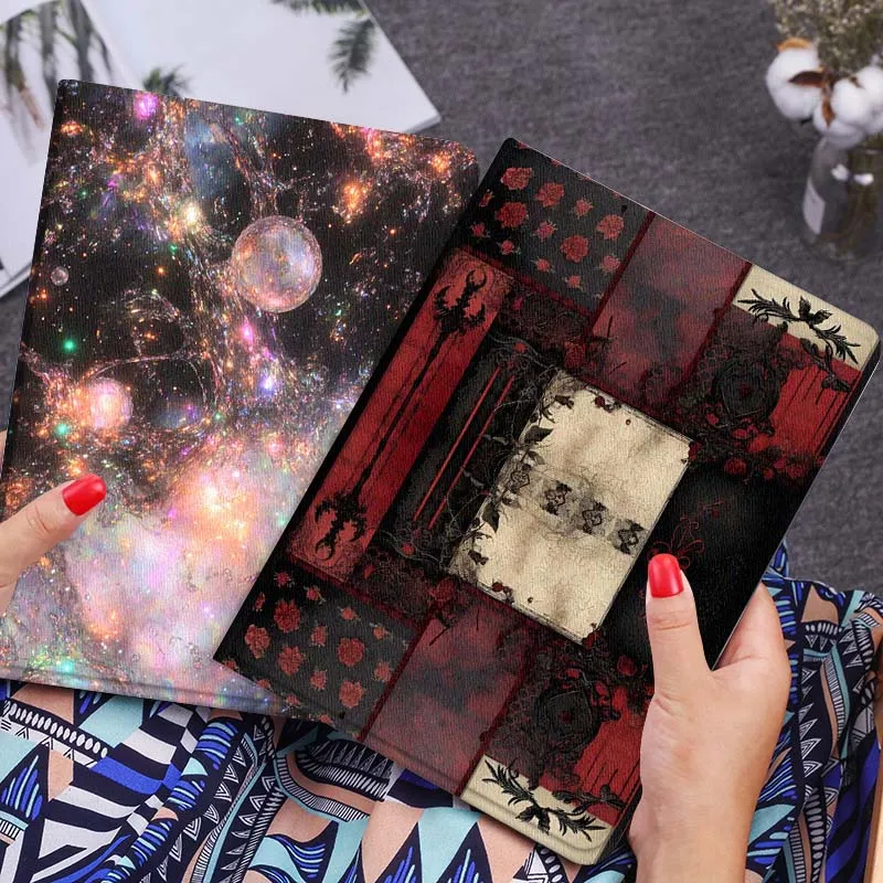 

Vintage Red Rose Pattern Tablet Case For Huawei Honor MatePad MediaPad Air 5 6 7 11 V6 V7 V8 V9 X9 X8 T10 T10s C5e T5 Gift