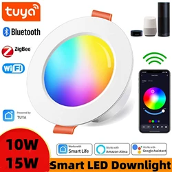Smart Downlight RGBCW RGBCCT AC85-265V Dimmable Tuya WIFI / ZIGBEE /Bluetooth Control Spot 15W 10W LED Ceiling Downlight Light