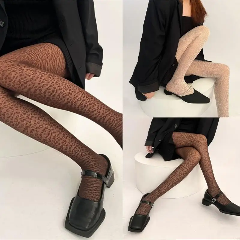 

P88B Womens Fall Sexy Mesh Pantyhose Vintage Animal Pattern Jacquard Fishnet Tights