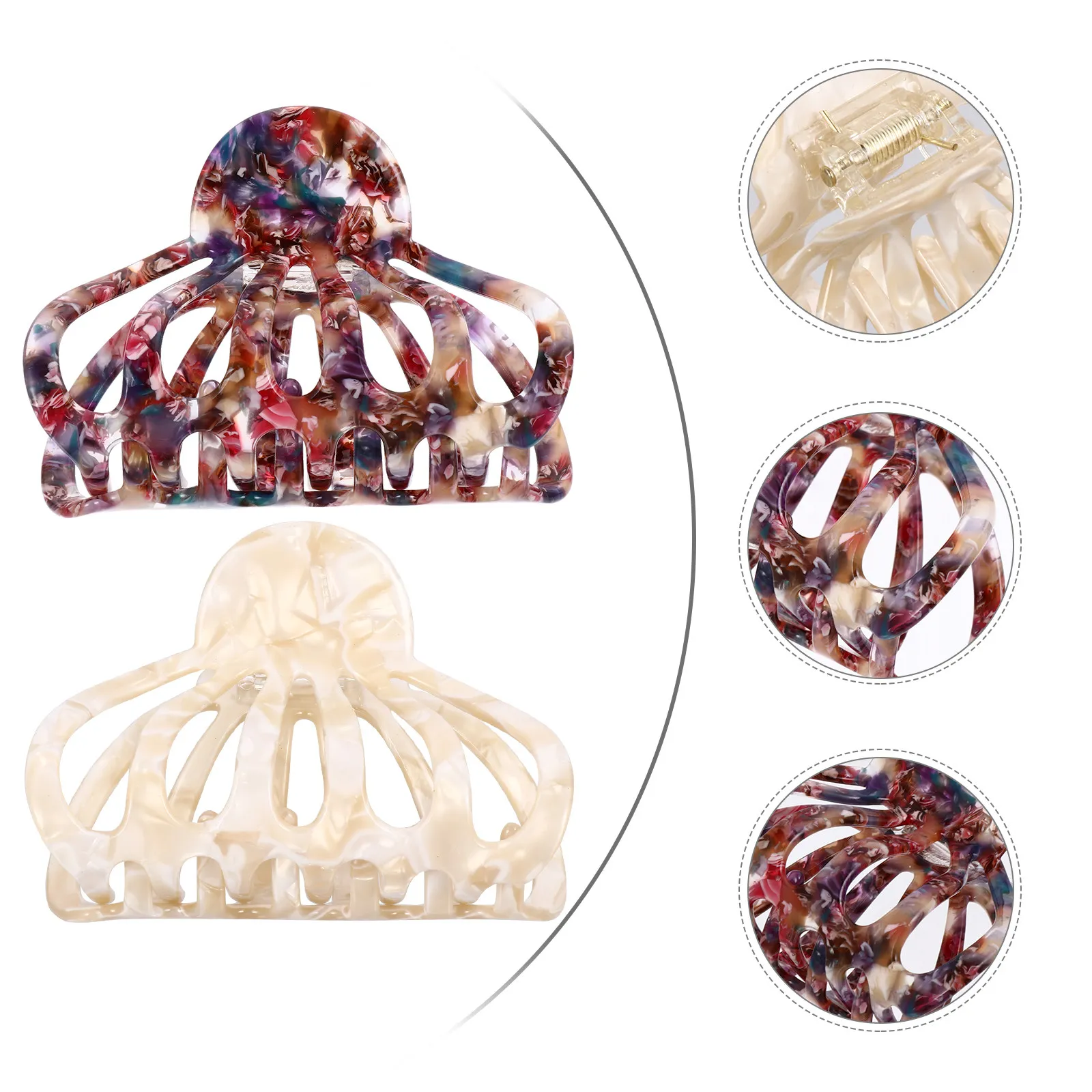 

2Pcs Women Hair Claw Large Hollow Jaw Clips for Thick Thin Long Hair Styling Bath Makeup Travel Party Hairstyle Tool