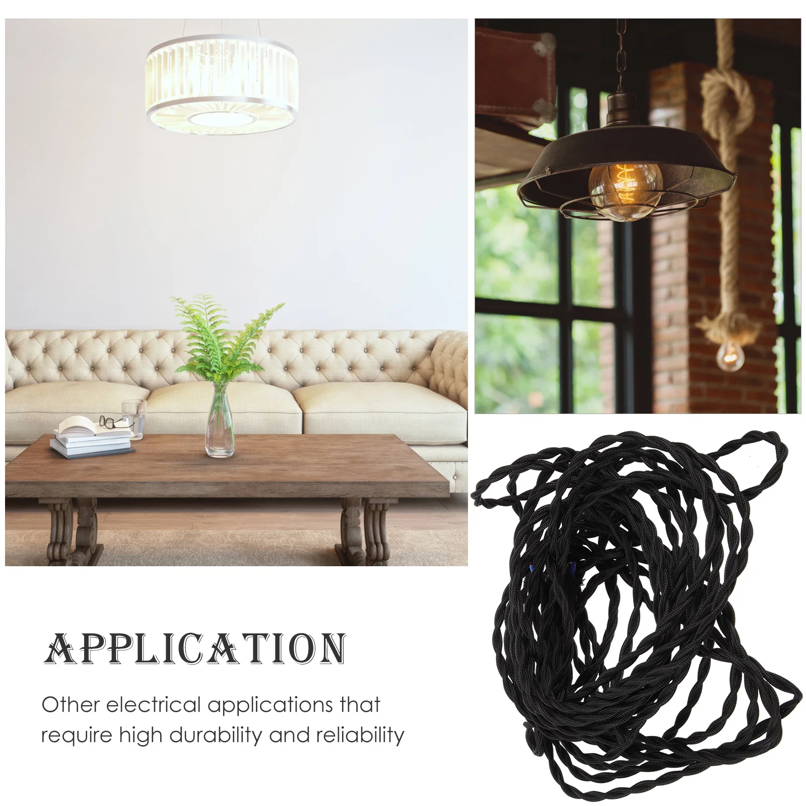 

10M Black Twisted Lamp Cord DIY Lighting Wire 2x075mm Vintage Edison Electrical Replacement Kits for Pendant Ch eliers