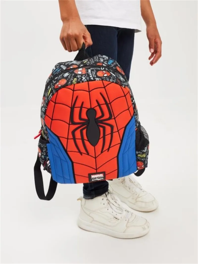 MINISO Spider-Man School Bag Large Capacity Cartoon Mermaid Backpack Primary and Secondary School Students Pull Backpack