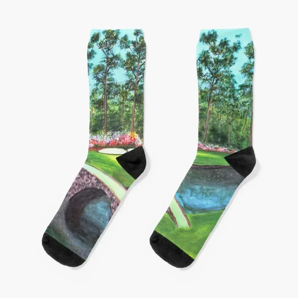 12th Hole At Augusta National Golden Bell Socks winter hockey valentine gift ideas funny sock Socks For Women Men's