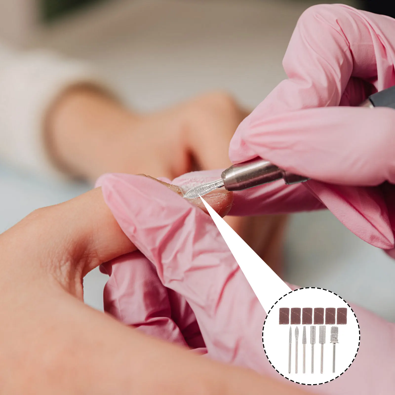 6Pcs Professional Nail Bits Set Diamond Coated 6 Different Shapes for Manicure Pedicure Nail Art Electric Drill Tools