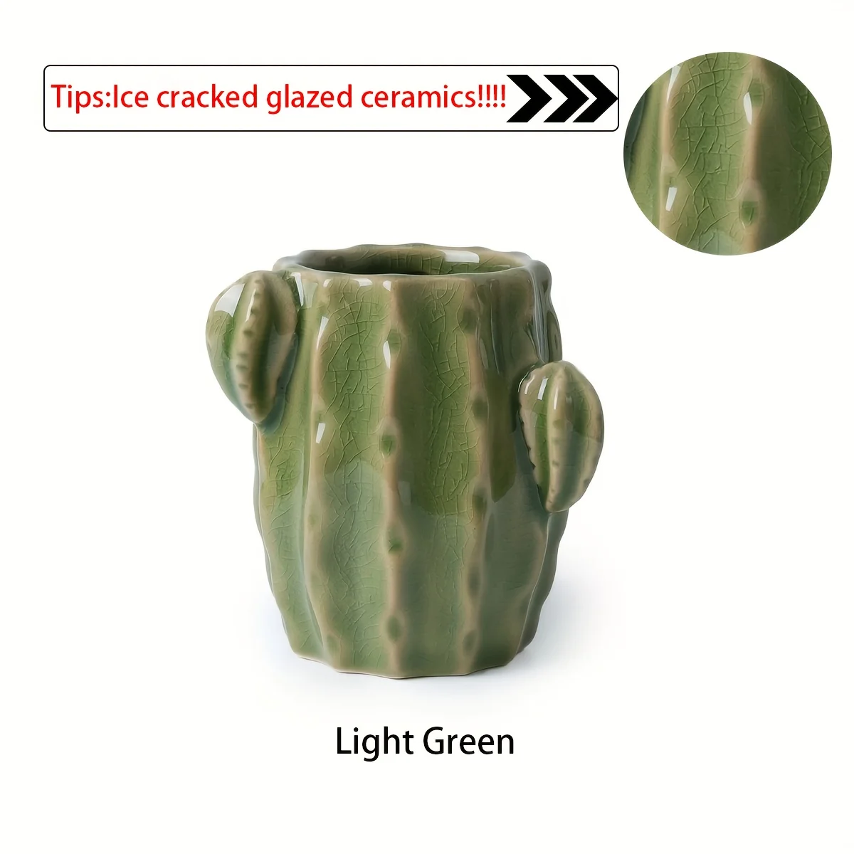 Moderno soporte de cerámica para cepillos de dientes/soporte para bolígrafos con diseño de cactus, adecuado para el baño y la decoración del hogar, almacenamiento multifuncional, vidrio.