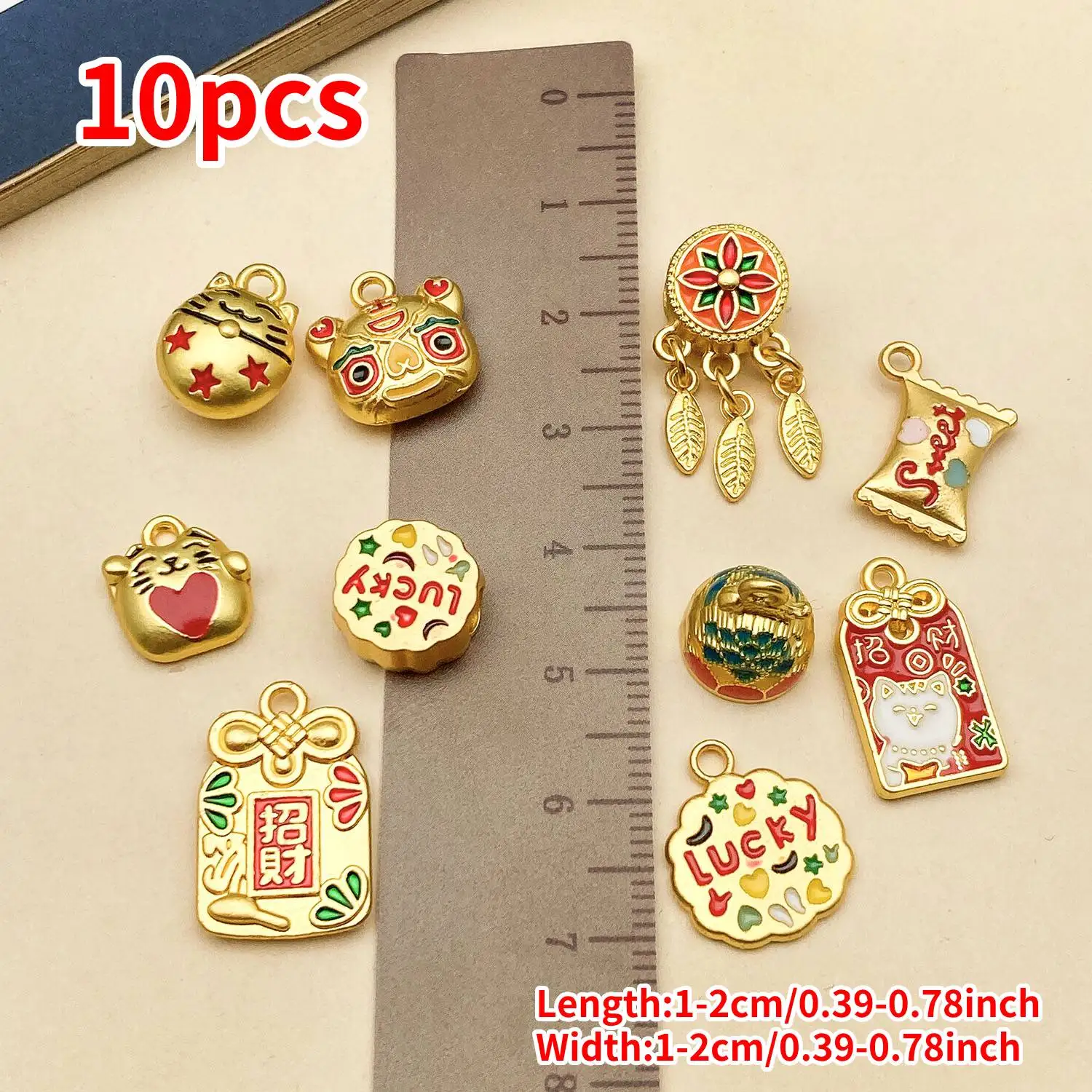 10pcs Gold-plated Metal Charms for DIY Accessories