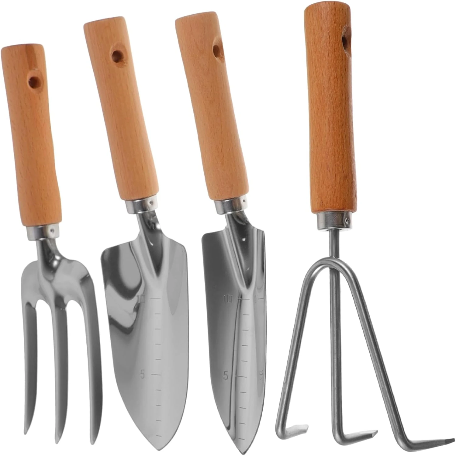 Garden Hand Tool Set: Pointed Shovel, Three-Tooth Rake, Small Shovel, Graduated Shovel, Scoops, Manual Weeders, Small Rake, Weed