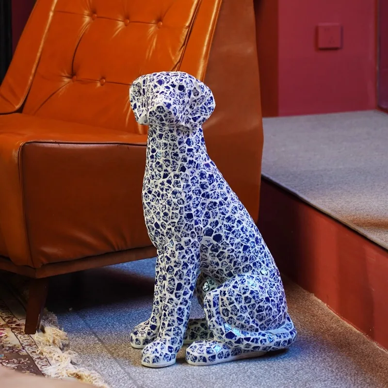 BJ66 blue and white porcelain handmade patch dog shape fiberglass