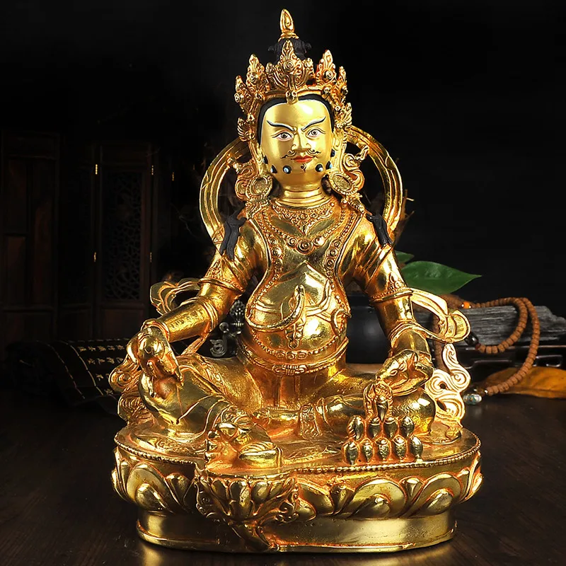 

wholesale GOOD HOME family efficacious Talisman # Buddhism full Gilding Yellow Jambhala Zambala gold Buddha brass statue