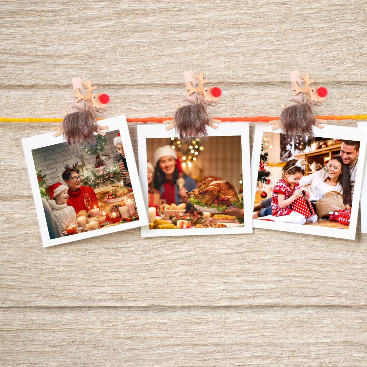 6Pcs Wooden Christmas Elk Clips Holder For Photo Display Christmas Home Decor Note Xmas Festive Decoration Paper