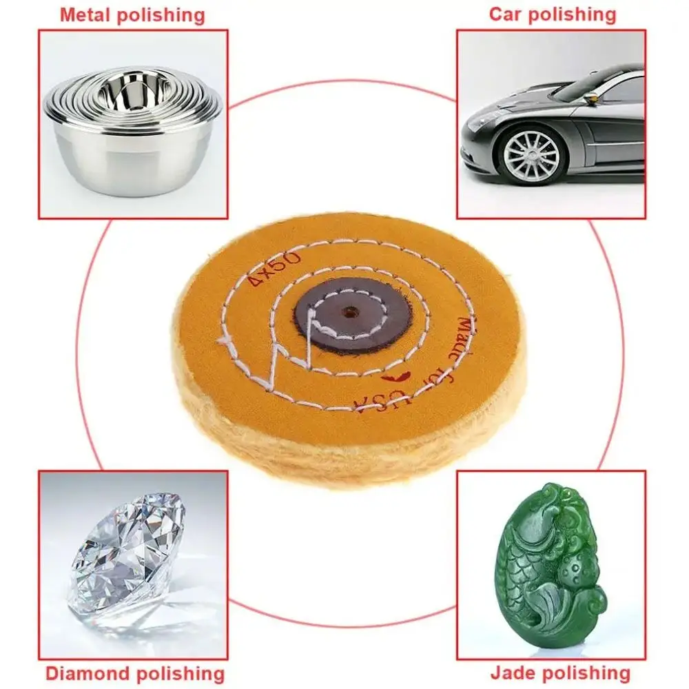 Ruota per lucidatura da 2/3/4/5 pollici Tampone di cotone giallo con ruota per lucidatura per smerigliatrice angolare con foro da 4/12/16 mm per strumenti di lucidatura di gioielli