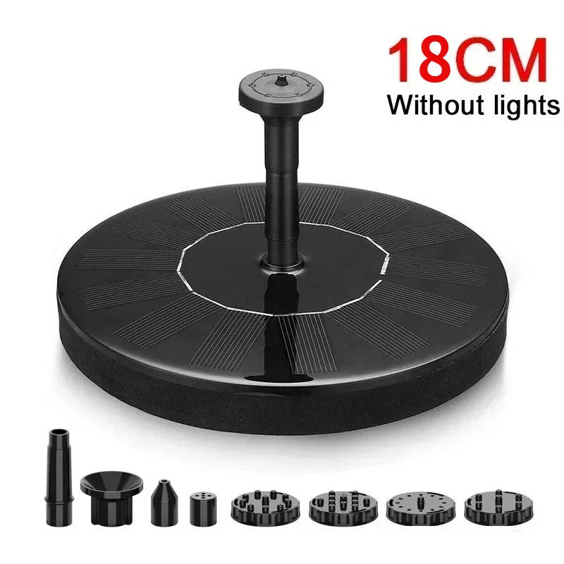 3,5 W fonteinlicht 7 kleuren LED zonne-fonteinlicht roterende fontein met 6 mondstuk waterpomp buiten vogelbad tuindecoratie