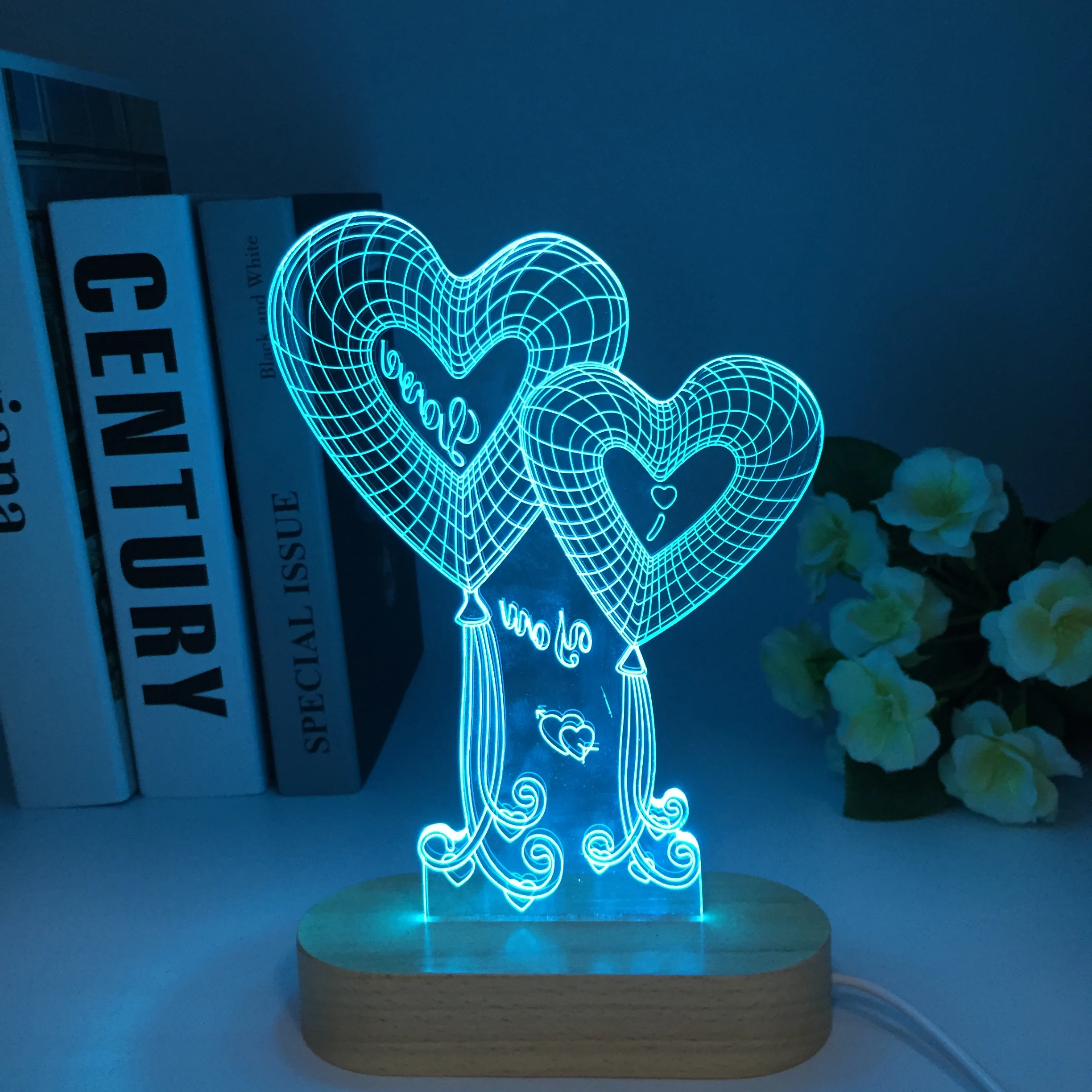 

Новейшая детская искусственная ночь, 3D искусственная ночь, деревянный стол, прикроватный светильник, романтический шар, любовь, детская комната, девочка, украшение для дома, подарок
