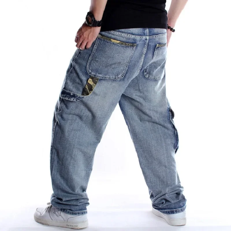 Hip Hop Baggy Jeans Männer Y2k Seitentaschen Denim Oversize Overalls Männer Denim Cargo Hosen Harem Männer Große Größe 4446 Lose Fit Männlich