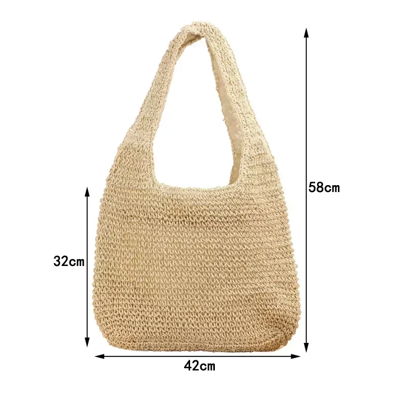 SE33-V Retro Summer Handwoven Rattan Handbags Knitted Crossbody Bag Female Tote Boho Travel Purse Bags