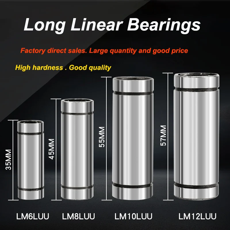 Elongated LM6 8 10 12UU Linear Motion Bearing 3D Printer Accessories Lengthened Rolling Linear Plain Bearing