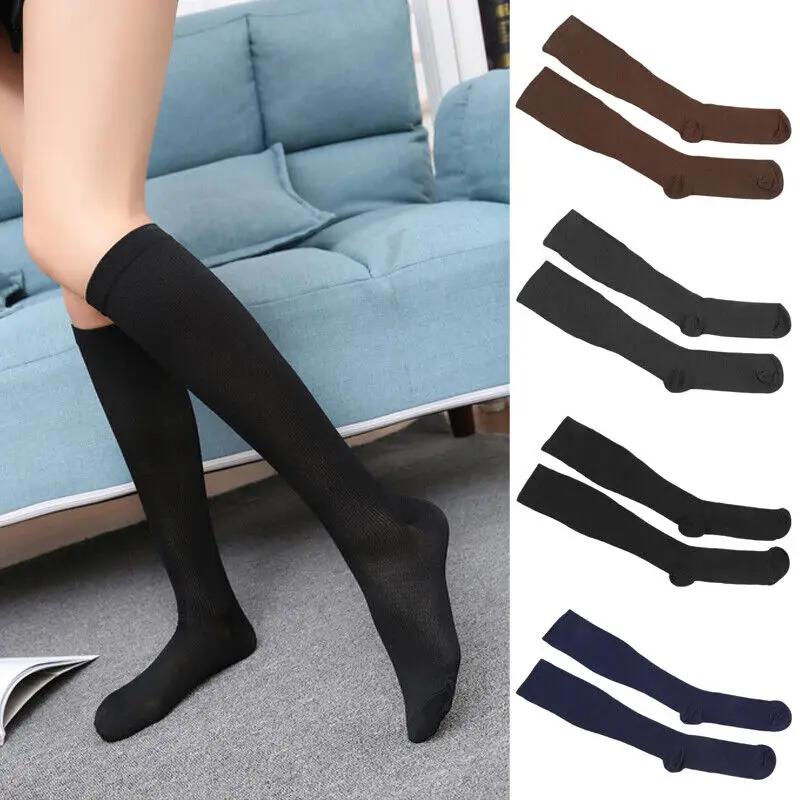 Knee Length Socks Women's Autumn Winter Thickening Nylon Thigh High Over Knee Stocking Solid Color Ladies Girls Long Lolita Sock