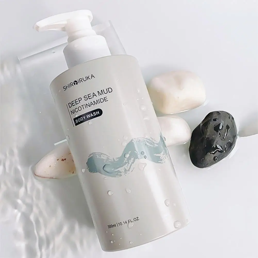 2Pcs Niacinamide Deep Sea Mud Shower Gel for Brightening and Cleansing Women Fragrant Shower Lotion 300ml